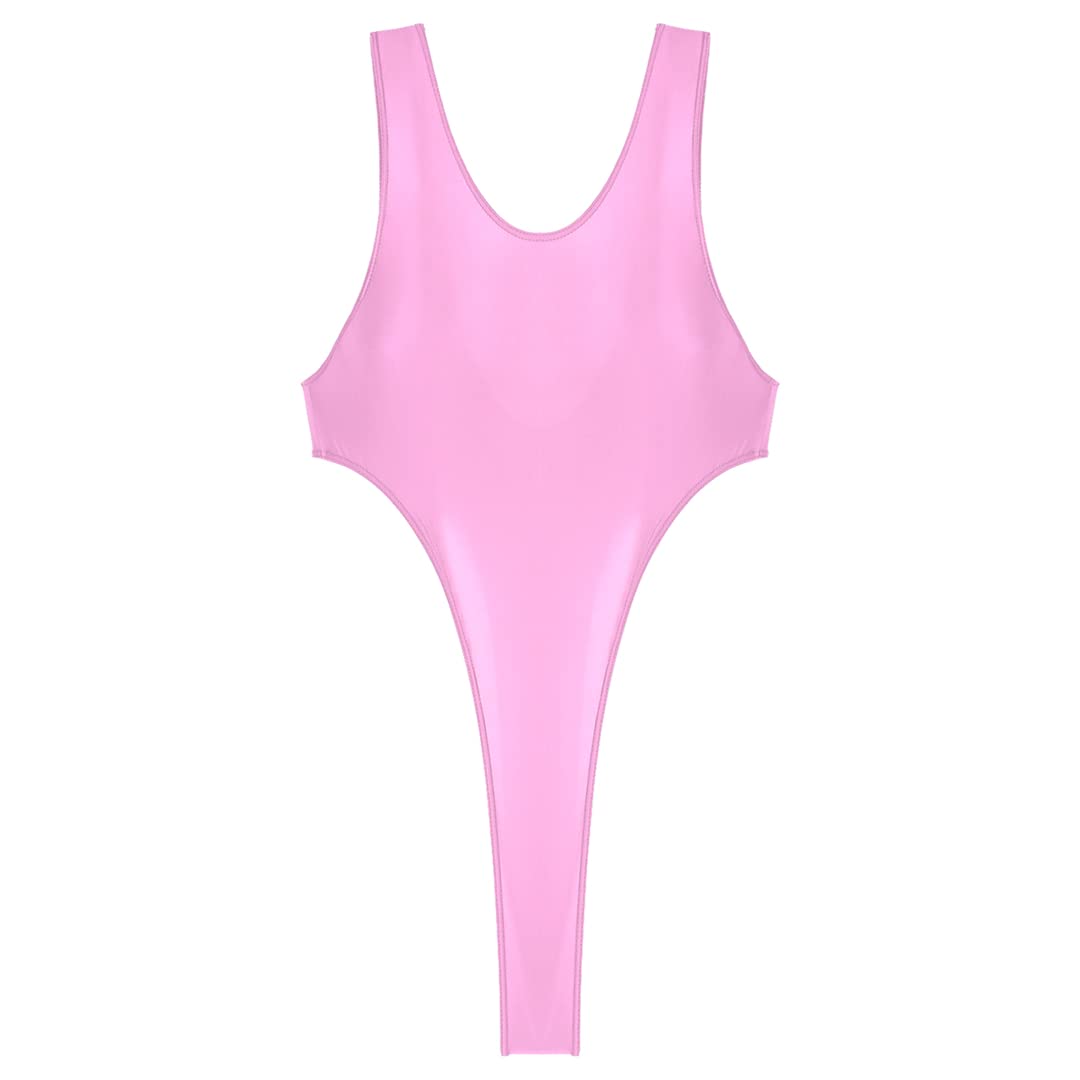 Women Bodysuit Shiny High Waist Sexy Backless Tight Oil